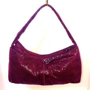 NWOT Kate Landry Wine Snakeskin Suede Leather Shoulder Bag
